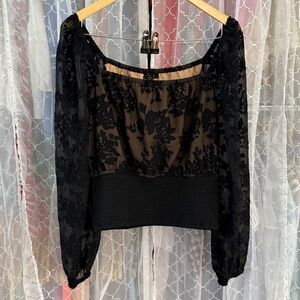 Current Air Black Floral Blouse